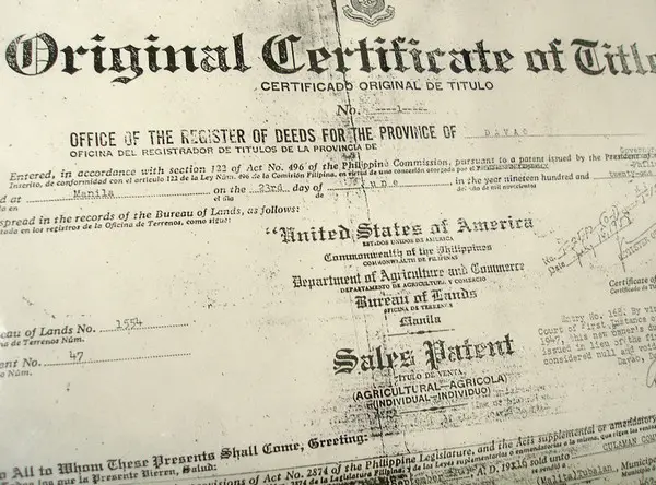 Sample land title certificate issued in the Philippines